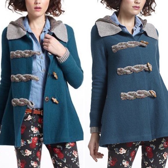 Anthropologie Jackets & Blazers - Anthro Fiets Voor 2 Teal Toggled Basel Sweater S